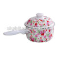 full rose decals enamel saucepan with ss handls or bakelite handles